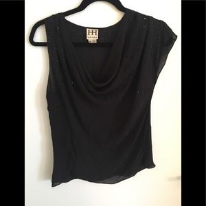 Haute Hippie Asymmetrical Silk Beaded Top